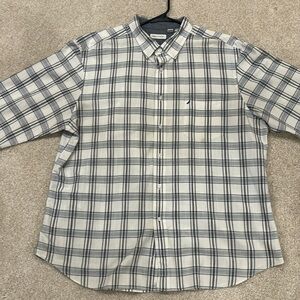 Nautical Long Sleeve Shirt, White plaid, Size XX-Large